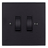 2 Gang Black Grid Switch Matt Black Bevelled Plate