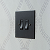 2 Gang Black Grid Switch Matt Black Bevelled Plate