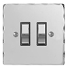 2 Gang Chrome Grid Switch Nickel Hammered Plate