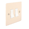 2 Gang White Grid Switch Plain Ivory Hammered Plate