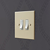 2 Gang White Grid Switch Plain Ivory Bevelled Plate