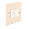 2 Gang White Grid Switch Plain Ivory Bevelled Plate