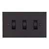 3 Gang Black Grid Switch Beeswax Bevelled Plate
