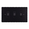 3 Gang Black Grid Switch Matt Black Hammered Plate