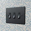 3 Gang Black Grid Switch Matt Black Hammered Plate