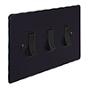 3 Gang Black Grid Switch Matt Black Hammered Plate