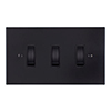 3 Gang Black Grid Switch Matt Black Bevelled Plate