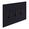 3 Gang Black Grid Switch Matt Black Bevelled Plate