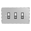 3 Gang Chrome Grid Switch Nickel Hammered Plate