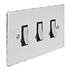 3 Gang Chrome Grid Switch Nickel Hammered Plate