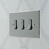 3 Gang Chrome Grid Switch Nickel Bevelled Plate