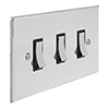 3 Gang Chrome Grid Switch Nickel Bevelled Plate
