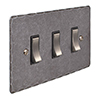 3 Gang Steel Grid Switch Polished Hammered Plate