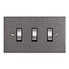 3 Gang Steel Grid Switch Polished Bevelled Plate