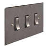 3 Gang Steel Grid Switch Polished Bevelled Plate