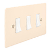3 Gang White Grid Switch Plain Ivory Hammered Plate