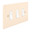 3 Gang White Grid Switch Plain Ivory Hammered Plate