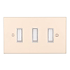 3 Gang White Grid Switch Plain Ivory Bevelled Plate