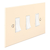 3 Gang White Grid Switch Plain Ivory Bevelled Plate