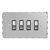 4 Gang Chrome Grid Switch Nickel Hammered Plate
