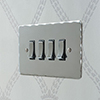 4 Gang Chrome Grid Switch Nickel Hammered Plate