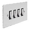 4 Gang Chrome Grid Switch Nickel Hammered Plate