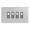 4 Gang Chrome Grid Switch Nickel Bevelled Plate