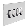 4 Gang Chrome Grid Switch Nickel Bevelled Plate