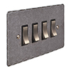 4 Gang Steel Grid Switch Polished Hammered Plate