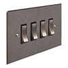 4 Gang Steel Grid Switch Polished Bevelled Plate