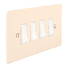 4 Gang White Grid Switch Plain Ivory Hammered Plate