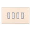 4 Gang White Grid Switch Plain Ivory Bevelled Plate