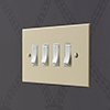 4 Gang White Grid Switch Plain Ivory Bevelled Plate