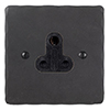 5amp Round Pin Socket Beeswax Hammered Plate, Black Insert