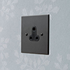 5amp Round Pin Socket Beeswax Bevelled Plate, Black Insert
