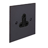 5amp Round Pin Socket Beeswax Bevelled Plate, Black Insert