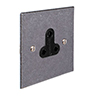 5amp Round Pin Socket Polished Bevelled Plate, Black Insert