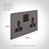 2 Gang Plug Socket Polished Bevelled Plate, Black Switches