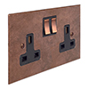 2 Gang Plug Socket Heritage Copper Bevelled Plate, Copper Switches