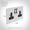 2 Gang Plug Socket Nickel Hammered Plate, Chrome Switches