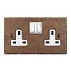 2 Gang Plug Socket AB Ham Plate, White Switches