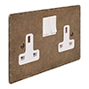 2 Gang Plug Socket AB Ham Plate, White Switches