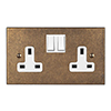 2 Gang Plug Socket AB Bev Plate, White Switches