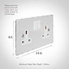 2 Gang Plug Socket Nickel Hammered Plate, White Switches