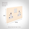 2 Gang Plug Socket Plain Ivory Hammered Plate, White Switches