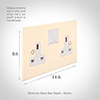 2 Gang Plug Socket Plain Ivory Bevelled Plate, White Switches