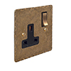 1 Gang Plug Socket Antiqued Brass Hammered Plate, Brass Switch