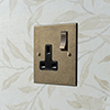 1 Gang Plug Socket Antiqued Brass Bevelled Plate, Brass Switch