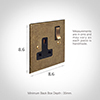 1 Gang Plug Socket Antiqued Brass Bevelled Plate, Brass Switch