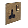 1 Gang Plug Socket Antiqued Brass Bevelled Plate, Brass Switch